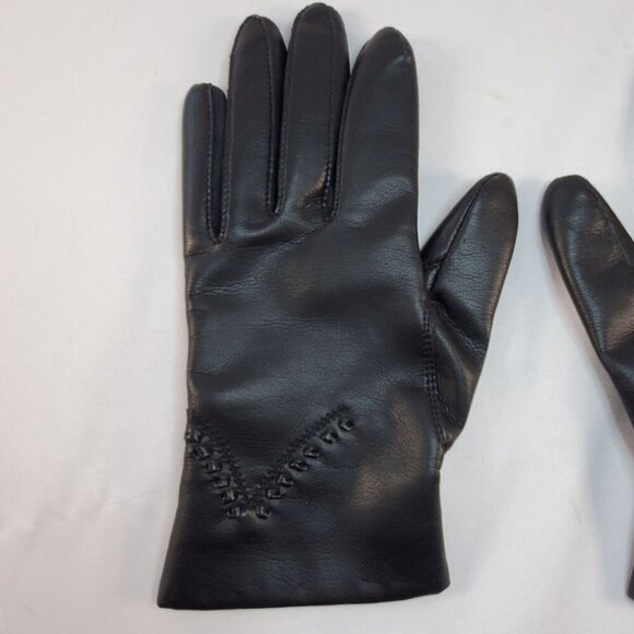 Vintage Avon Womans Black Vinyl Gloves Lined W/ Fleece Size Small Driving Gloves - Picture 8 of 10